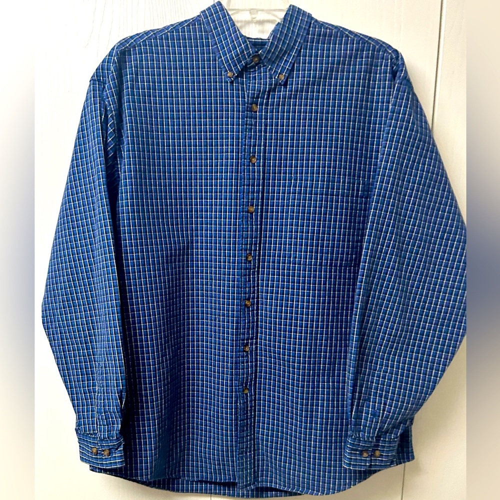 Eddie Bauer Men's Navy Plaid Button Down Shirt